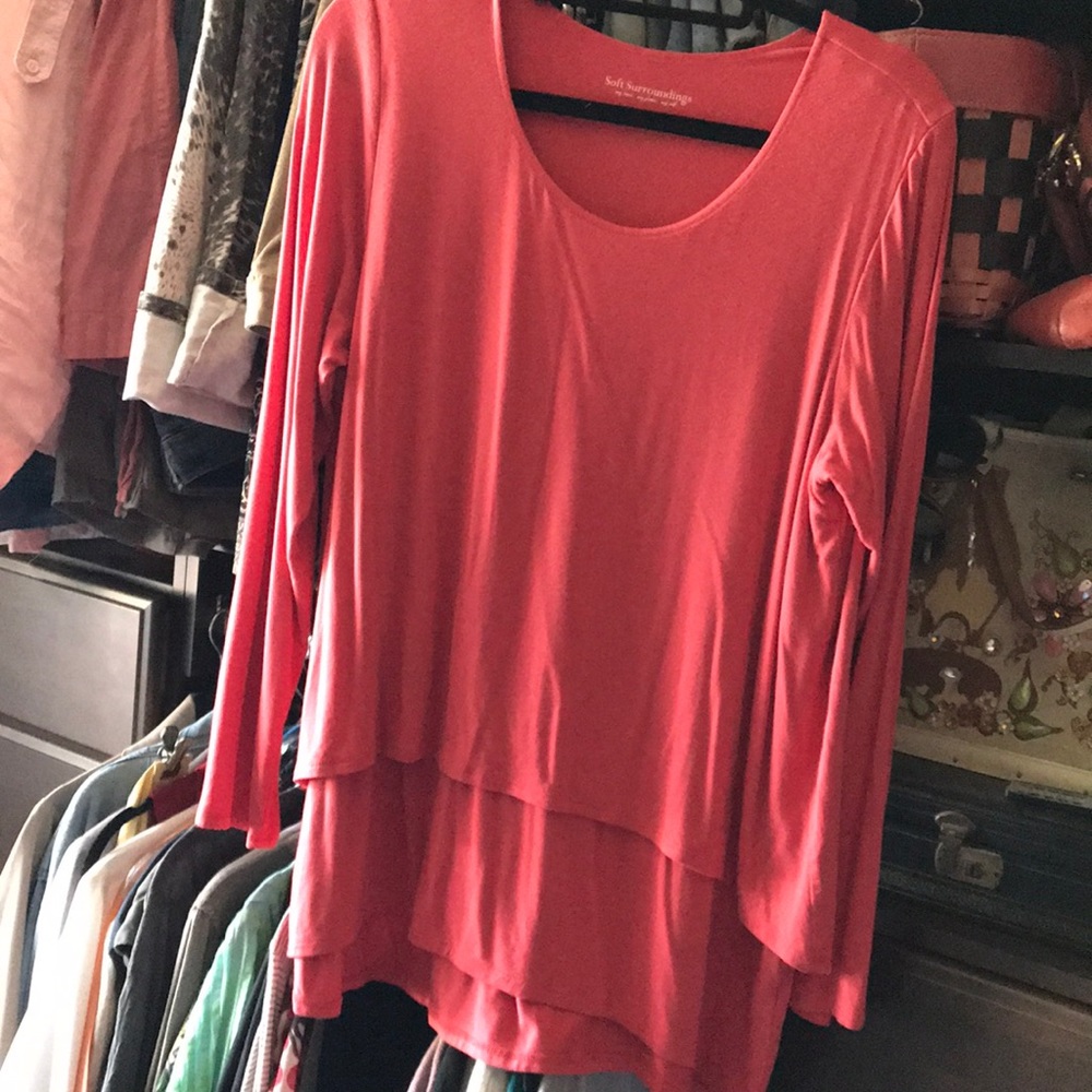 Soft surroundings large tunic cotton coral red
